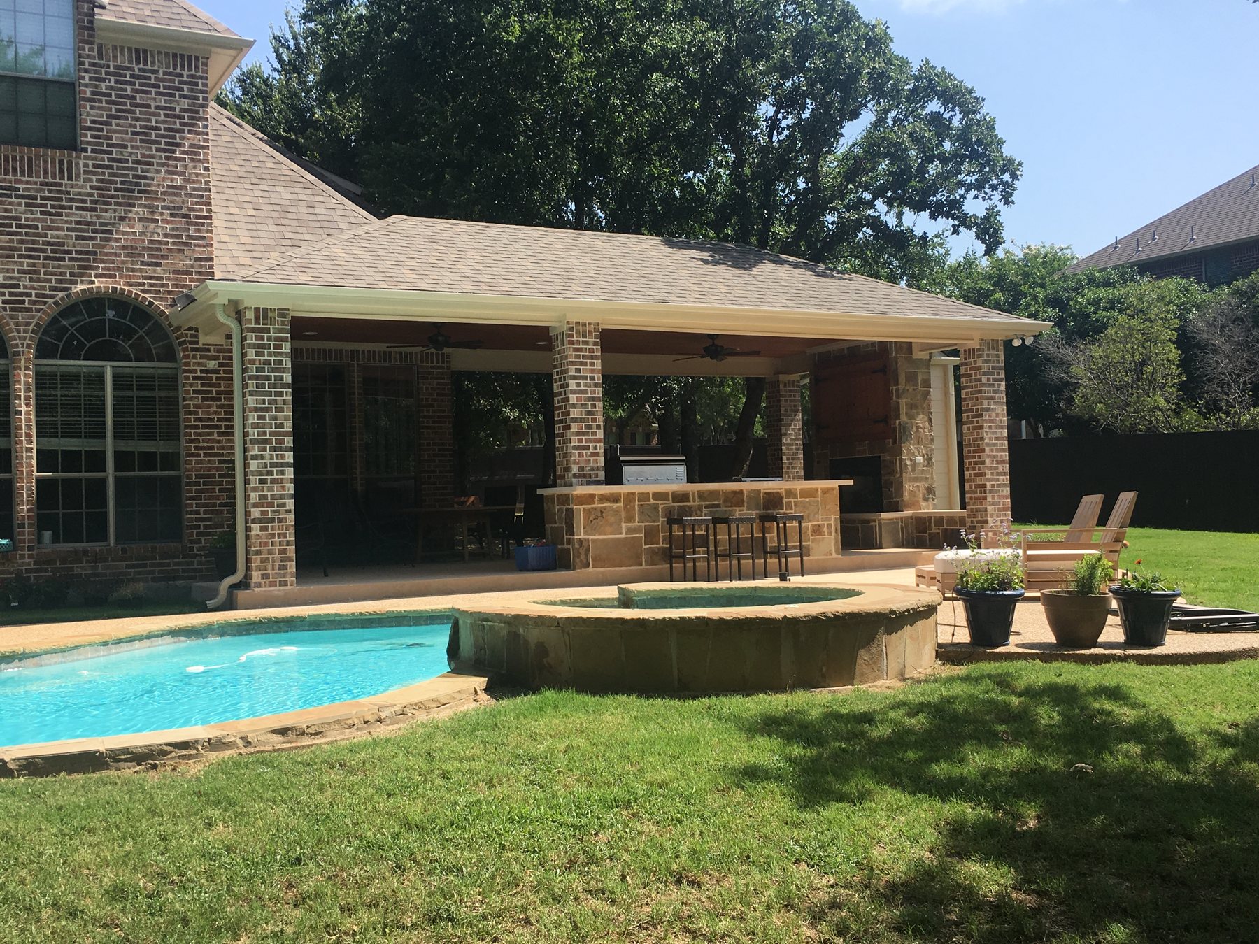 Venado Construction outdoor living space project on Legacy Ct in Keller, Texas